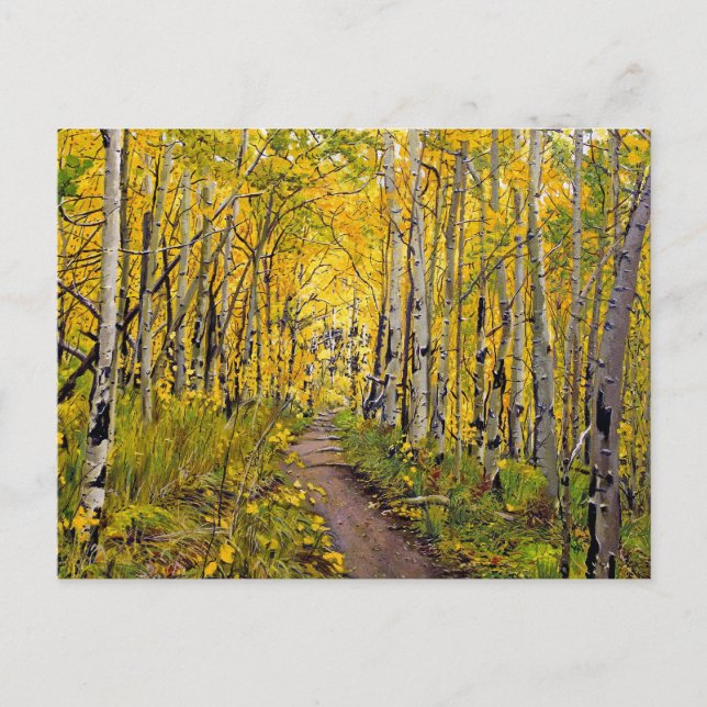 Schöner Landschaftlicher Herbstweg in Aspen Tree G Postkarte (Vorderseite)