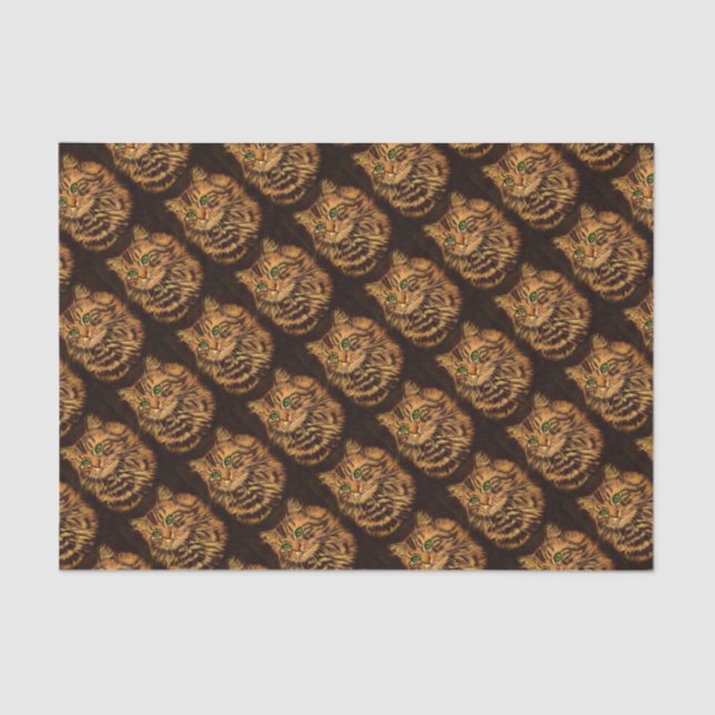 schöner langhaariger Tabbykatzendruck Seidenpapier (Vorderseite)