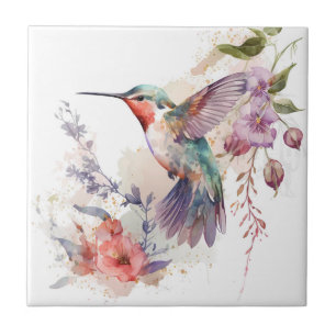 Schöner, lebendiger Aquarell-Kolibri-Druck Fliese