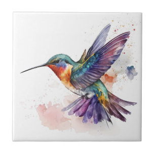 Schöner, lebendiger Wasserfarb-Kolibri-Druck Fliese