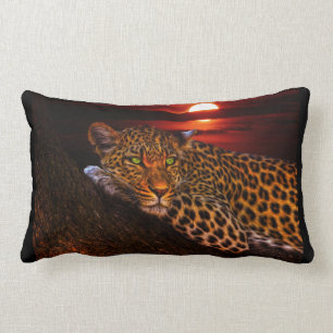 Schöner Leopard am Sonnenuntergang Lendenkissen