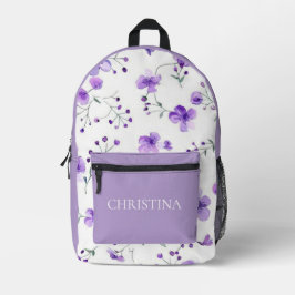 Schöner lila Blumen-Kinder-Rucksack mit Personalis Bedruckter Rucksack