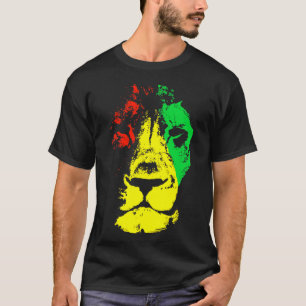 Schöner Lion Face Rasta Colors Style T-Shirt