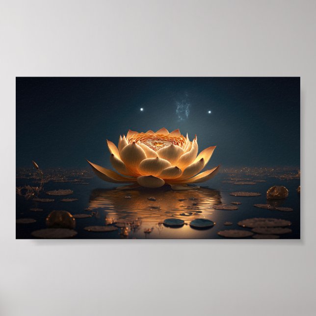 Schöner Lotus, See, Zen Dark Poster (Vorne)