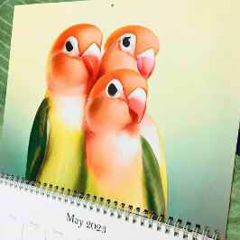 Schöner Lovebird Wasserfarbengeflügel Niedlicher P Kalender