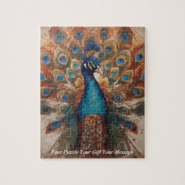 Schöner majestätischer Splendor: Der Boho Peacock Puzzle (Vertikal)