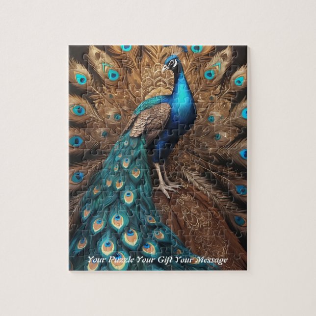 Schöner majestätischer Splendor: Der Boho Peacock Puzzle (Vertikal)