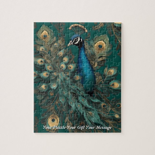 Schöner majestätischer Splendor: Der Boho Peacock Puzzle (Vertikal)