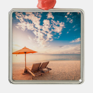 Schöner Malediven-Strand-Sonnenuntergang Ornament Aus Metall