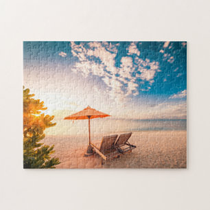 Schöner Malediven-Strand-Sonnenuntergang Puzzle