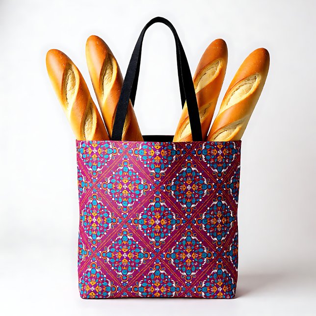 🤩 Schöner Maron und Türkis Azulejos, (🤩 Beautiful maroon and turquoise Azulejos, Tote Bag - front)