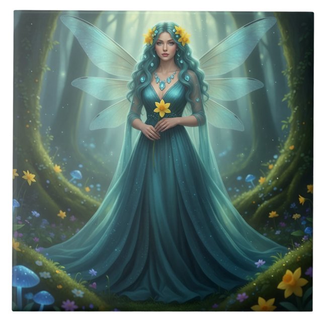 Schöner März Aquamarine Fairy Fliese (Vorderseite)