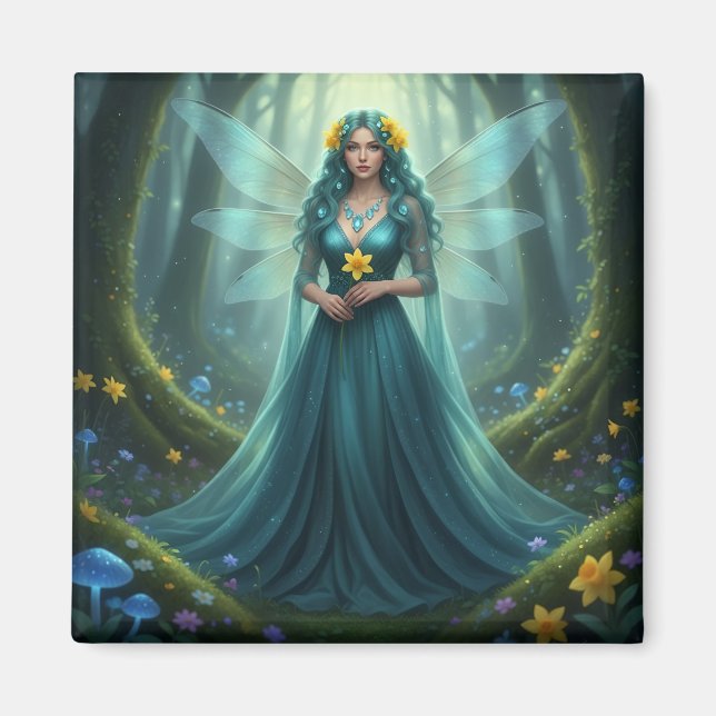 Schöner März Aquamarine Fairy Magnet (Vorne)