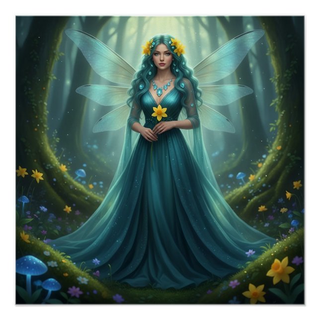 Schöner März Aquamarine Fairy Poster (Vorderseite)