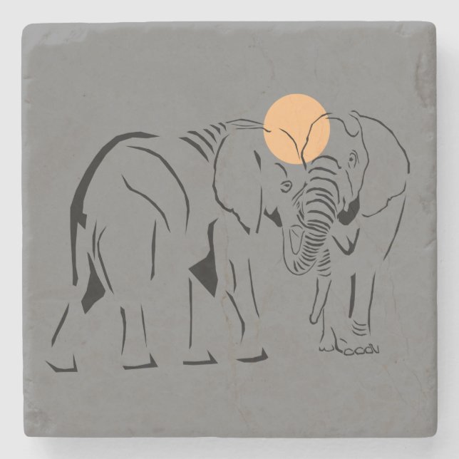 Schöner Minimalistischer Elephant-Marmor-Untersetz Steinuntersetzer (Vorderseite)