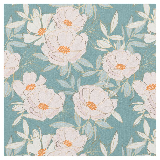 Schöner moderner Blumengarten blau und rosa Stoff (Nahaufnahme)