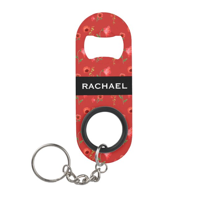 Schöner Mohnmuster-Personalisierung Mini Flaschenöffner (Vorderseite)