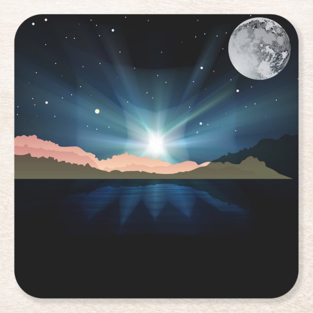Schöner Mond über dem Untersetzer Set (Vorderseite)