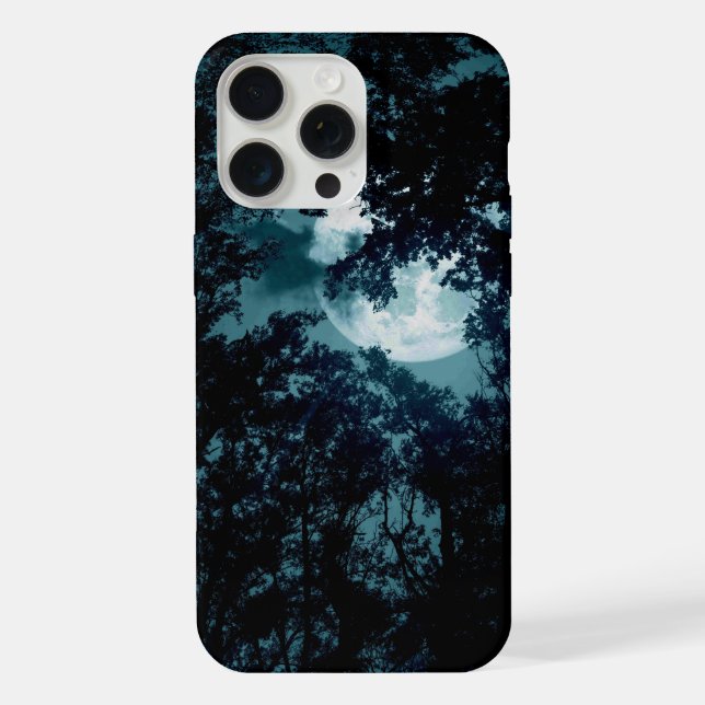 Schöner Mondschein durch Bäume  iPhone Hülle (Rückseite)