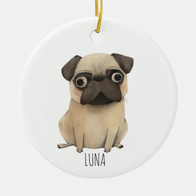 Schöner Mops Keramik Ornament (Vorne)