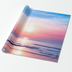 Schöner morgendlicher Sonnenaufgang, blaues Meer,  Geschenkpapier