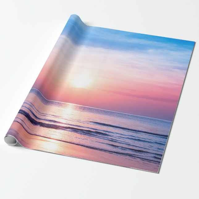 Schöner morgendlicher Sonnenaufgang, blaues Meer,  Geschenkpapier (Ungerollt)