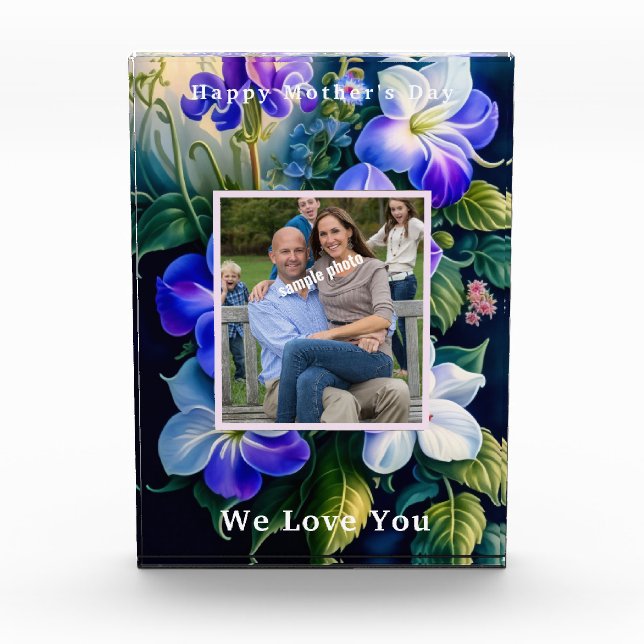 Schöner Muttertag mit Wasserfarben Blumen Fotoblock (Vorderseite)