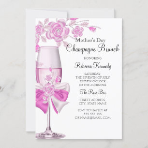Schöner Muttertag Rosaroter Champagner-Brunch 2 Einladung