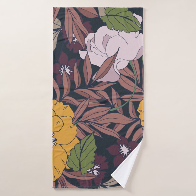 Schöner, nahtloser, blumengeschmückter Hintergrund Badehandtuch (Badehandtuch)