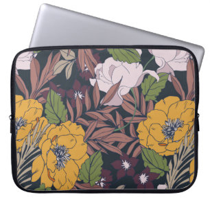 Schöner, nahtloser, blumengeschmückter Hintergrund Laptopschutzhülle