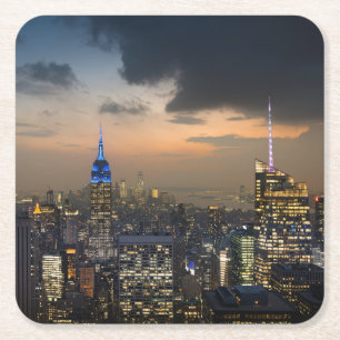 Schöner New Yorker Abend Skyline Rechteckiger Pappuntersetzer