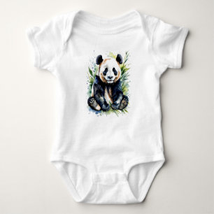 Schöner Niedlicher Wasserfarben-Panda-Bär Baby Strampler