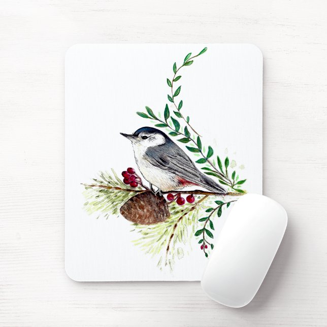 Schöner Nuthatch Bird Mousepad (Beautiful Nuthatch Bird Mouse Pad from Jenn's Emporium.)
