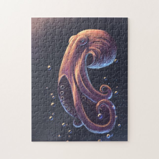Schöner Oktopus im Wasser Puzzle (Vertikal)