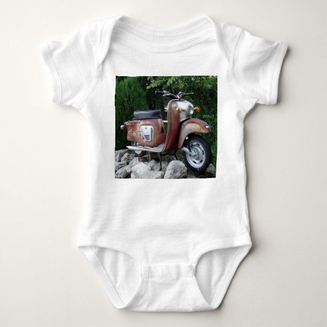Schöner Old Scooter Baby Jersey Bodysuit, White Baby Strampler (Vorderseite)