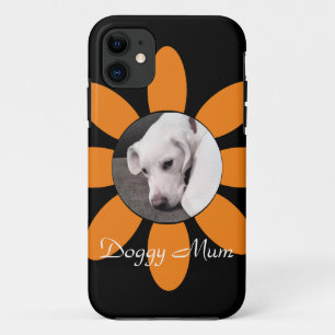 Schöner Orange Blume Rahmen Niedlich Welpen Hund S Case-Mate iPhone Hülle