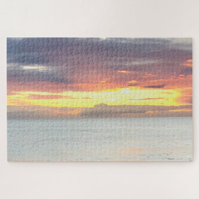 Schöner orange gelber Sonnenuntergang Sommerhimmel Puzzle (Horizontal)