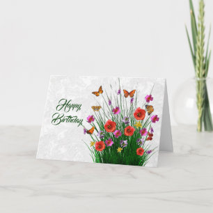 Schöner orangefarbener Schmetterling Floral Geburt Karte