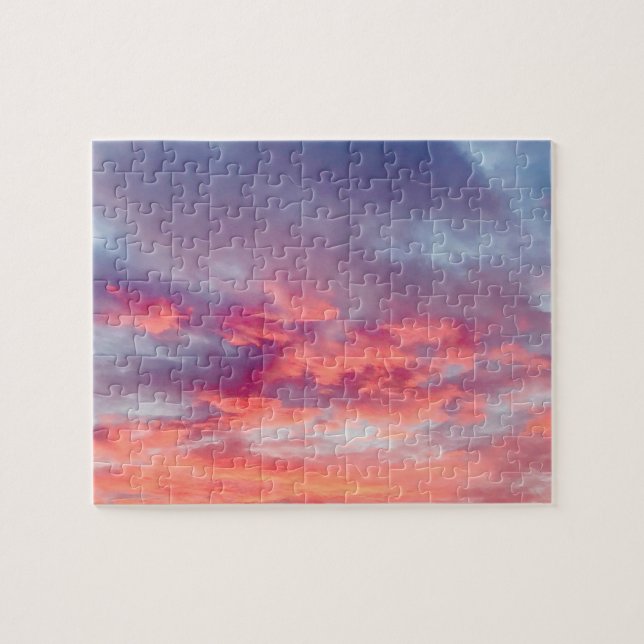 Schöner orangefarbener und roter Sonnenuntergang S Puzzle (Horizontal)