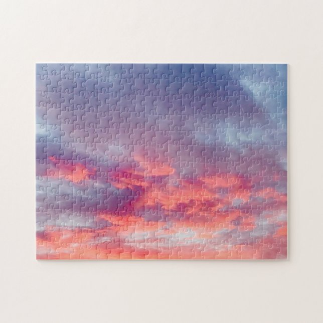 Schöner orangefarbener und roter Sonnenuntergang S Puzzle (Horizontal)