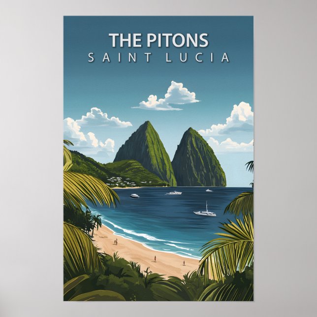 Schöner Ort die Pitons Saint Lucia Reise Poster (Vorne)