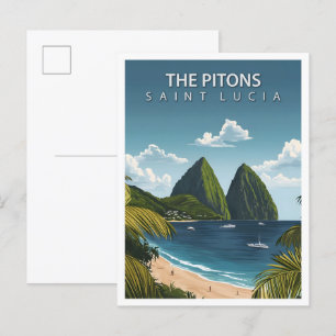 Schöner Ort die Pitons Saint Lucia Reise Postkarte