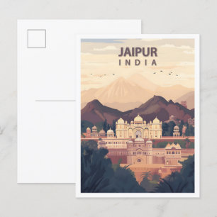 Schöner Ort Jaipur Indien Illustration Reise Postkarte