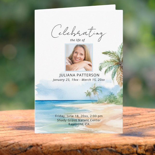 Schöner Ozean Beach Feier des Lebens Beerdigung Programm (Von Creator hochgeladen)