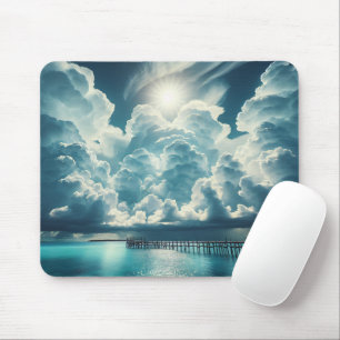 Schöner Ozean, Dock und florierende Wolken Mousepad