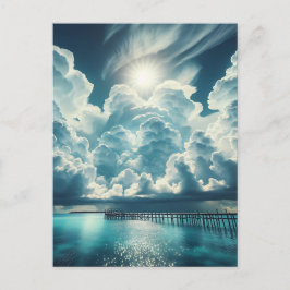 Schöner Ozean, Dock und florierende Wolken Postkarte