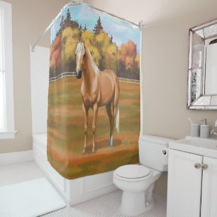 Schöner Palomino Quarter Reitstall Duschvorhang