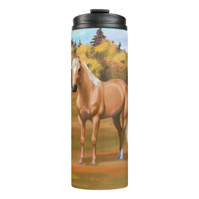Schöner Palomino Quarter Reitstall Thermosbecher (Vorderseite)
