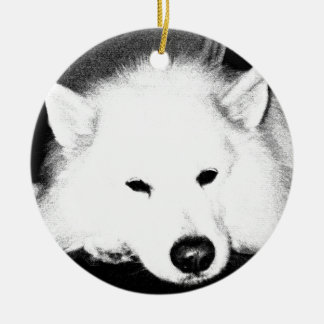 Schöner PelzSamoyedweißhund Keramikornament