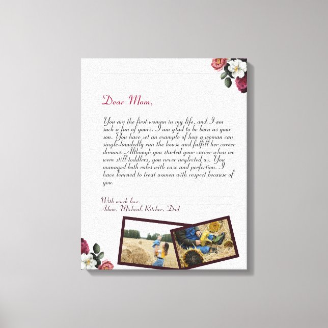 schöner, Personalisierter Liebe Brief Handgeschrie Leinwanddruck (Vorderseite)